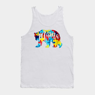 Autism Mama Bear Puzzle Pieces Mama Autism Awareness Month Tank Top